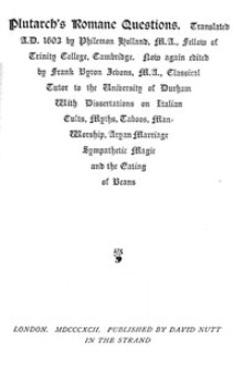 Plutarch’s Romane Questions